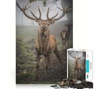 Puzzle da 1000 pezzi con cervo rosso nella nebbia per ragazzi, ideale per rafforzare la memoria, rilassante e divertente, con bordi lisci e perfetto per la lista dei desideri di Babbo Natale (38x26cm)