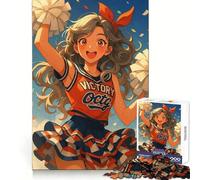 Puzzle da 1000 pezzi con cheerleader anime con pon-pon per adulti, stimolante per la memoria, ideale per una fuga rilassante, con tagli netti e un regalo stagionale (38x26cm)