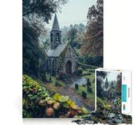 Puzzle da 1000 pezzi con chiesa in pietra nella foresta, ideale per adulti, regalo, gioco di logica e abilità, antistress, taglio preciso, lista dei desideri di Babbo Natale 50x75cm