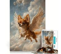 Puzzle da 1000 pezzi con Chihuahua marrone e ali d'angelo,gioco di precisione,divertente e stimolante per la mente,ideale per momenti di relax e divertimento,regalo di compleanno (50x75cm)