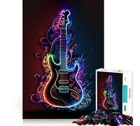Puzzle da 1000 pezzi con chitarra al neon per adolescenti, gioco rilassante per allenare la mente, attività artistica da assemblare, regalo festivo (50x75cm)