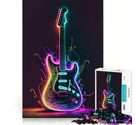 Puzzle da 1000 pezzi con chitarra al neon per adulti, gioco intelligente e rilassante, assemblaggio di motivi, regalo elegante (38x52cm)
