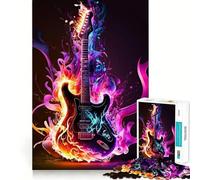Puzzle da 1000 pezzi con chitarra al neon per adulti, puzzle di richiamo, miglioramento, silenzioso, calmo, taglio nitido, regalo premium (38x26cm)