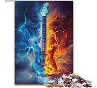 Puzzle da 1000 pezzi con chitarra di ghiaccio e fuoco per adolescenti, gioco stimolante e interazione genitore-figlio in famiglia (50x75cm)