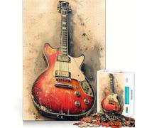 Puzzle da 1000 pezzi con chitarra elettrica vintage,ideale per stimolare la concentrazione e il divertimento Taglio laser per un incastro perfetto Attività per rafforzare i legami affettivi (50x75cm)