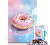 Puzzle da 1000 pezzi con ciambella glassata rosa per ragazzi, ideale per stimolare la memoria, per il tempo libero a casa e per l'assemblaggio di immagini (50x75cm) Un regalo perfetto