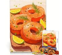 Puzzle da 1000 pezzi con ciambelle al salmone,lime e aneto,ideale per adolescenti,stimola la creatività,crea un'atmosfera rilassante e crea un'illusione di piacere Regalo perfetto per le vacanze