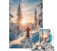 Puzzle da 1000 pezzi con ciaspolate al tramonto Difficile e stimolante Analisi e logica Giocattolo fai da te per ragazzi dai 14 anni in su (38x26cm)
