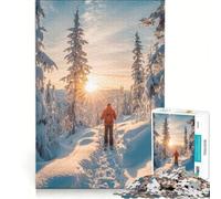 Puzzle da 1000 pezzi con ciaspolate al tramonto gioco rilassante attività intellettuale decompressiva collezione d'artista belle arti 38x26cm