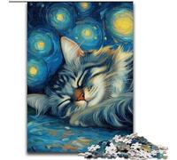 Puzzle da 1000 pezzi con cielo notturno del Maine Coon, puzzle in cartone, attività divertenti da fare a casa, regalo di compleanno, regali da viaggio, 1000 pezzi(26x38cm)