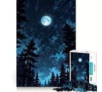 Puzzle da 1000 pezzi con cielo notturno, luna e alberi per adulti, gioco di concentrazione e svago a casa, bordi netti, regalo di Babbo Natale (38x26cm)