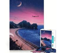 Puzzle da 1000 pezzi con cielo notturno sopra un arco costiero, ideale per ragazzi e famiglie Gioco interattivo, da assemblare con un motivo a tema natalizio (50x75cm)