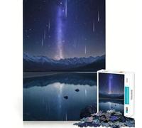 Puzzle da 1000 pezzi con cielo notturno sopra un lago di montagna, gioco di logica per adulti, divertente da assemblare, bordo premium, regalo elegante (50x75cm)