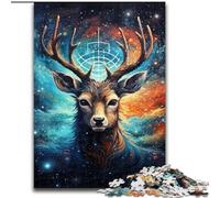 Puzzle da 1000 pezzi con cielo stellato e cervi, puzzle difficili per adulti, dimensioni 50x75cm, perfetti per il divertimento in famiglia a Natale, Ringraziamento, compleanni e Pasqua.