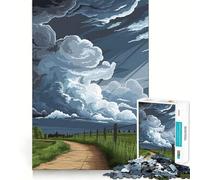 Puzzle da 1000 pezzi con cielo tempestoso su paesaggio rurale per ragazzi, gioco di logica fine, passatempo rilassante, bordo netto, pezzo da collezione 50x75cm