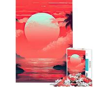 Puzzle da 1000 pezzi con cielo tropicale al tramonto rosso sfida per l'intelligenza gioco avvincente regalo di compleanno regalo per l'amico segreto (dimensioni 38x52cm)