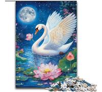 Puzzle da 1000 pezzi con cigni e fiori per adolescenti, modelli da assemblare, attività divertenti da fare a casa, regalo di compleanno, regali da viaggio (50x75cm)