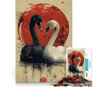 Puzzle da 1000 pezzi con cigno bianco e nero,bordo netto,decorazione,giocattolo creativo,divertimento facile,regalo di Natale (38x52cm)