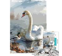 Puzzle da 1000 pezzi con cigno e natura da dipingere gioco educativo e stimolante divertente e umoristico un ottimo regalo per gli amanti dei giochi (dimensioni 75x50cm)