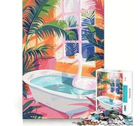 Puzzle da 1000 pezzi con cigno nella vasca da bagno e piante tropicali per ragazzi, gioco stimolante per la mente, passatempo rilassante, taglio preciso, regalo delizioso 50x75cm