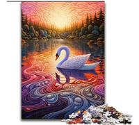 Puzzle da 1000 pezzi con cigno psichedelico, puzzle difficili per adulti, dimensioni 50x75cm, idea regalo di compleanno, gioco rompicapo impegnativo