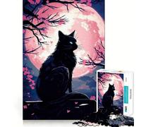 Puzzle da 1000 pezzi con ciliegia,gatto,luna rosa,bordi sottili,attività creativa per stimolare la mente,gioco rilassante,regalo di Natale divertente (50x75cm)