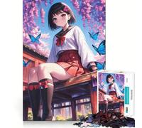 Puzzle da 1000 pezzi con ciliegie e tema studentessa, ideale per adolescenti Migliora la memoria, favorisce il rilassamento mentale e crea un'atmosfera creativa (50x75cm)