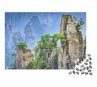 Puzzle da 1000 pezzi con cime montuose e foresta, montagne, scogliere e pini. Per adulti dai 12 anni in su. Gioco educativo. Bellissima decorazione. Difficile e Dimensioni: 38x26 cm.