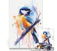 Puzzle da 1000 pezzi con cinciallegra ad acquerello, regalo per adolescenti, esercizio per la mente, divertente per il tempo libero, taglio di precisione, regalo di Natale (38x26cm)