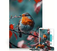 Puzzle da 1000 pezzi con cinciallegra che si nutre e bordi senza soluzione di continuità,gioco di logica e divertimento,ideale per momenti di svago,regalo artistico di Natale 38x52cm