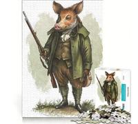 Puzzle da 1000 pezzi con cinghiale cacciatore, giocattolo fai-da-te, rilassante e stimolante per la mente, compleanno e Natale 38x26cm