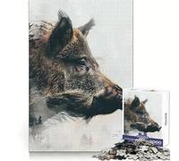 Puzzle da 1000 pezzi con cinghiale nella foresta per adulti, esercizio mentale, divertimento tranquillo, dimensioni perfette, regalo di Natale (38x52cm)