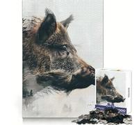 Puzzle da 1000 pezzi con cinghiale nella foresta per adulti, stimola la creatività, allevia lo stress e crea bordi precisi Un regalo di Natale originale (50x75cm)