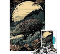 Puzzle da 1000 pezzi con cinghiale stile Ukiyo-e giapponese gioco rompicapo per adulti divertimento in famiglia regalo per amici e parenti (dimensioni 38x52cm)