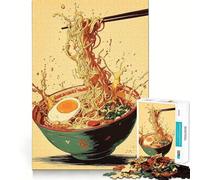 Puzzle da 1000 pezzi con ciotola di ramen, bacchette e schizzi, ideale per adolescenti, per rafforzare la memoria e il legame familiare, con bordi precisi e un regalo premuroso (50x75cm)