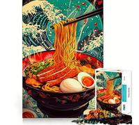 Puzzle da 1000 pezzi con ciotola di ramen e motivo a onde, ideale per adolescenti, gioco di puzzle per allenare la mente, attività di gruppo, assemblaggio artistico, regalo classico (38x52cm)