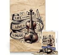 Puzzle da 1000 pezzi con citazione musicale per violino, ideale per adolescenti, stimolante per lo sviluppo delle capacità di ragionamento, per una fuga serena e un regalo premuroso (38x26cm)