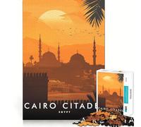 Puzzle da 1000 pezzi con cittadella del Cairo al tramonto,taglio premium,gioco per lo sviluppo della mente,divertimento e pace,regalo di compleanno (38x26cm)