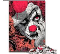 Puzzle da 1000 pezzi con clown dell'orrore, in legno, perfetto per decorare casa e ufficio, feste, compleanni e regali di Natale, dimensioni 50X75cm