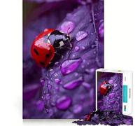 Puzzle da 1000 pezzi con coccinella viola e pioggia, ideale per adolescenti, per migliorare la memoria, per un relax informale e per esporre opere d'arte dai tagli netti (38x52cm)