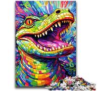 Puzzle da 1000 pezzi con coccodrilli colorati per adolescenti e adulti, sfida difficile antistress, adatto per la decorazione della scrivania (38x26cm)
