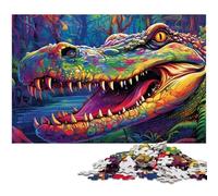 Puzzle da 1000 pezzi con coccodrilli del Nilo colorati per adulti, puzzle in legno, relax e sfida, decorazione per la casa colorata, amici, 50x75CM / 19,68x29,52 pollici.