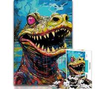 Puzzle da 1000 pezzi con coccodrilli del Nilo colorati, regali per adulti, aiuta il cervello a esercitare i giocattoli avvincenti per coltivare la pazienza, adatti alle coppie (38x26cm)