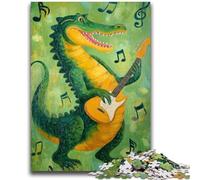 Puzzle da 1000 pezzi con coccodrillo che suona la chitarra per adolescenti e adulti, aiuta il cervello a esercitare i giocattoli avvincenti per coltivare la pazienza, decorazione perfetta 26x38cm