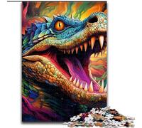 Puzzle da 1000 pezzi con coccodrillo del Nilo psichedelico, puzzle difficile per adulti, dimensioni 26x38cm, perfetto per il divertimento in famiglia a Natale, Ringraziamento, compleanni e Pasqua.