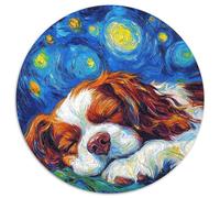 Puzzle da 1000 pezzi con Cocker Spaniel inglese e cielo notturno per adulti, rompicapo impegnativo, attività per famiglie, decorazione per la casa, regalo di Natale (67,5x67,5cm)