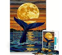 Puzzle da 1000 pezzi con coda di balena blu,effetto vetrata,taglio perfetto,divertente rompicapo cognitivo,gioco per il tempo libero,regalo artistico di Natale 38x52cm