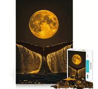 Puzzle da 1000 pezzi con coda di balena e luna piena gioco di concentrazione,precisione di taglio,hobby affascinante per i momenti di svago (50x75cm)