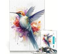 Puzzle da 1000 pezzi con colibrì ad acquerello,ideale per ragazzi,gioco di concentrazione mentale,tagli di precisione,bordi lisci,perfetto come regalo di Natale (38x26cm)