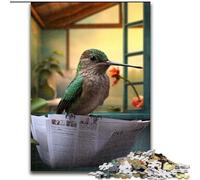 Puzzle da 1000 pezzi con colibrì che legge il giornale,in legno,regalo,per occasioni quotidiane e speciali,50x75cm,decorazione fai da te,stimolante per il cervello,regalo per le feste